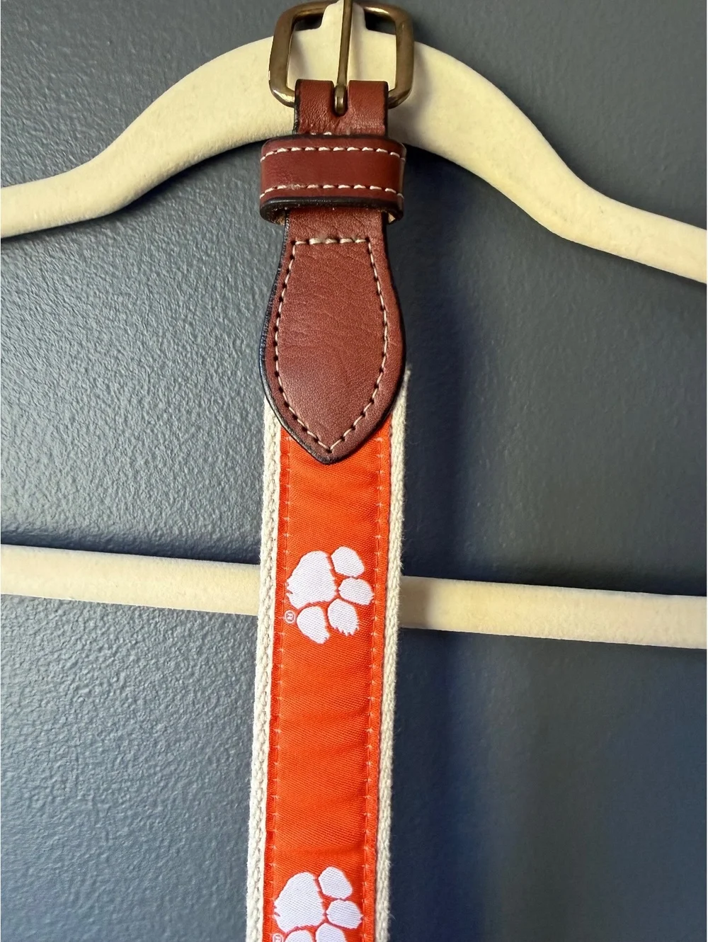 Clemson Tigers Adjustable Belt with Leather Accents
